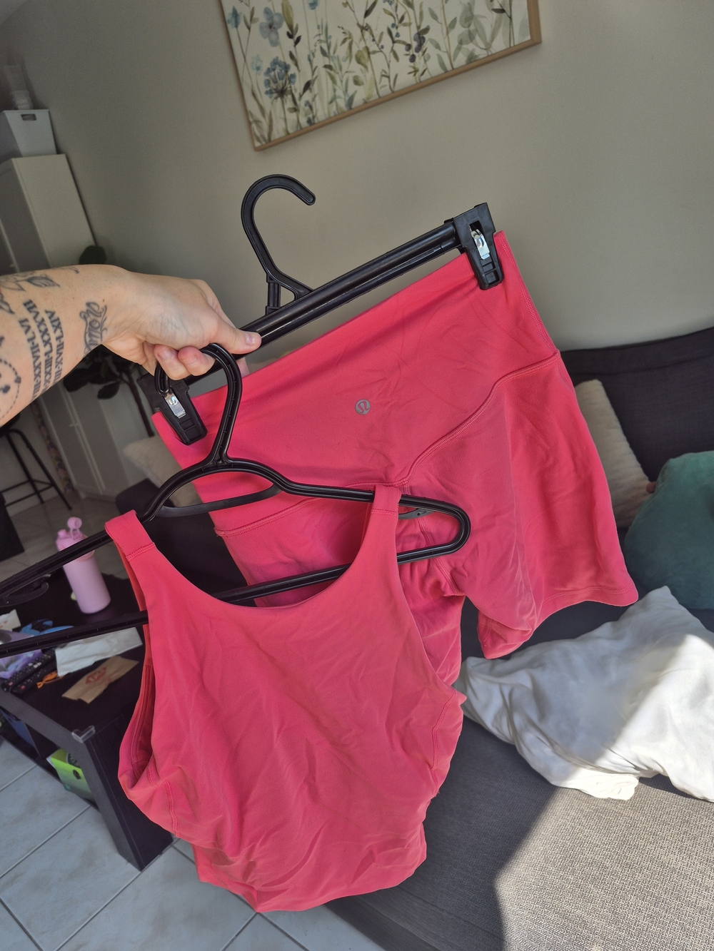 Lululemon Pink Racerback Sports Bra and High-Waist Shorts Set